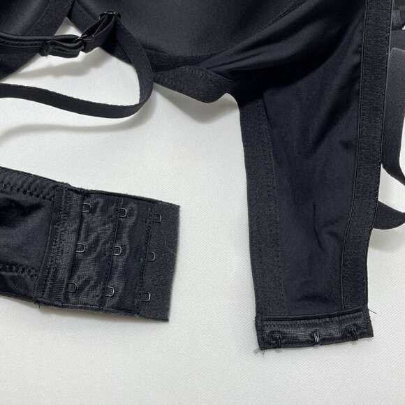 Playtex Lift Support Bra Size 38DD Black Full Coverage Low Cut Lace Embroidery - Picture 7 of 12